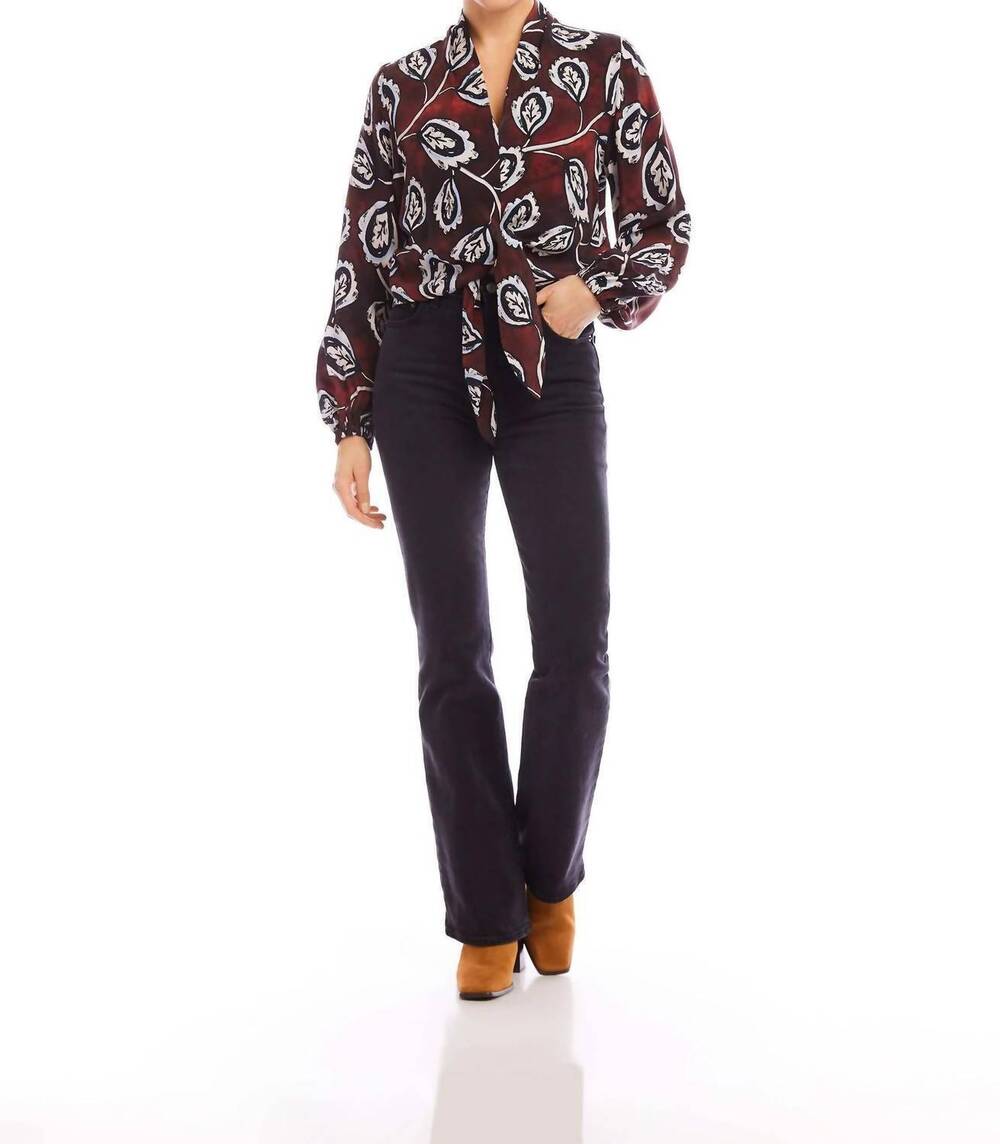 NEW FIFTEEN TWENTY long sleeve tie front top in scarlet
